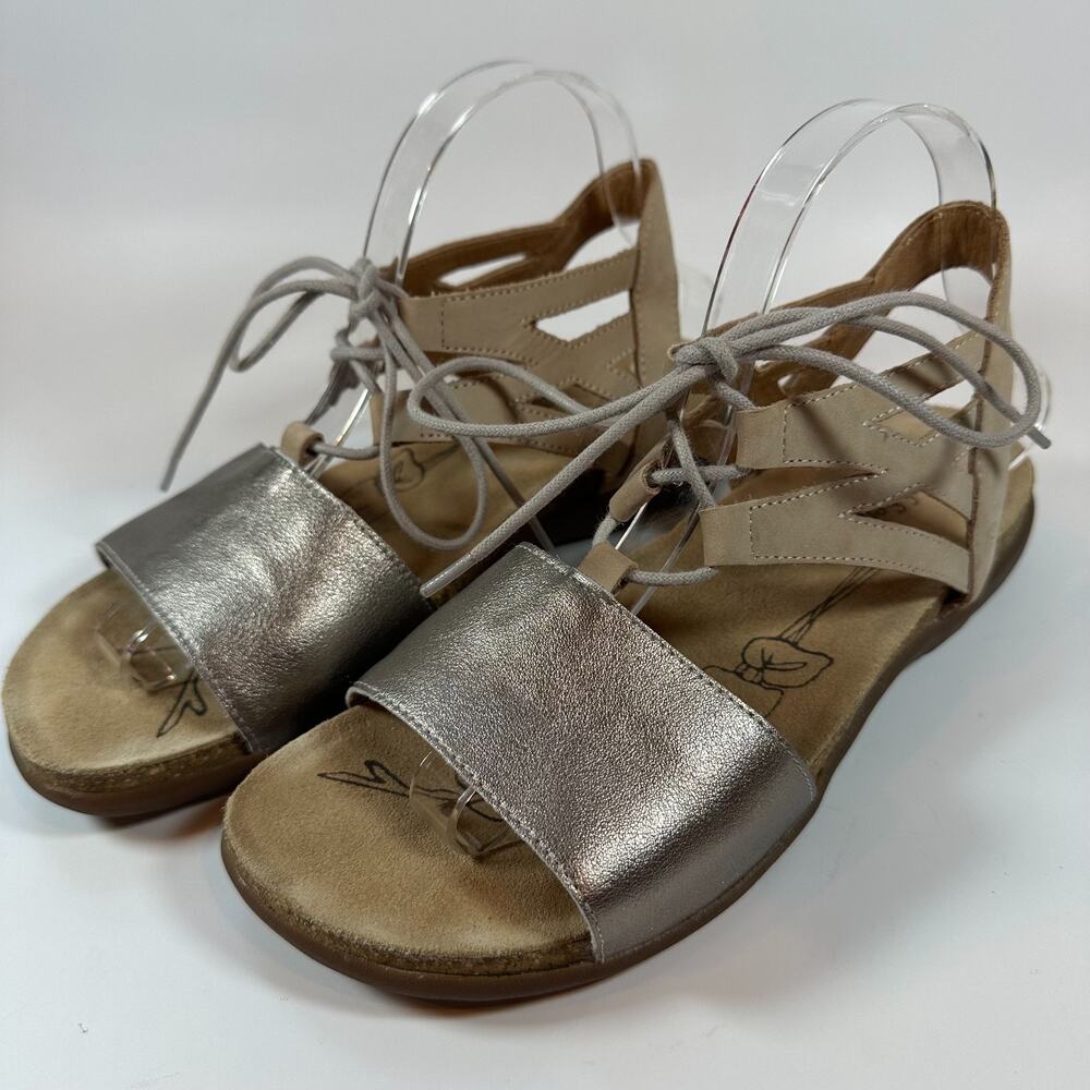 Josef Seibel Women's Sandal EU 41/US 9.5 Metallic & Tan Leather Gladiator‎